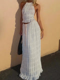 Halter Neck Long Skirt Suit For Women